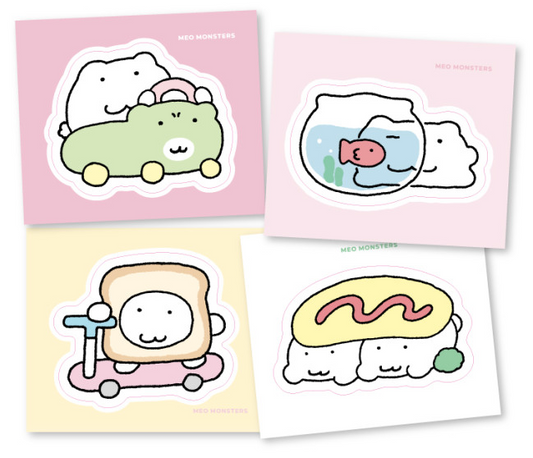 にゃんにゃんステッカー【もぞもぞ4種2枚セット】