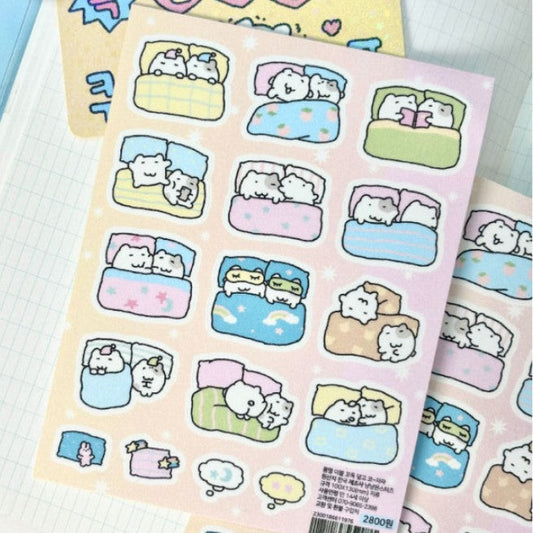 にゃんモンステッカー【一緒に、おやすみ】