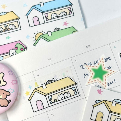 にゃんモンステッカー【お家に遊びにおいて】