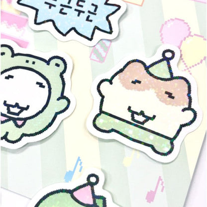 にゃんモンステッカー【パーティーに招待❣ ダイカットキラキラステッカー９枚SET】